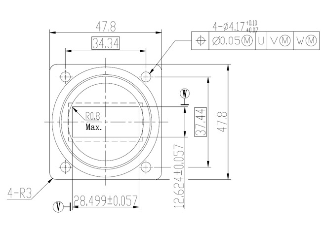 flange drawing of waveguide phase shifter